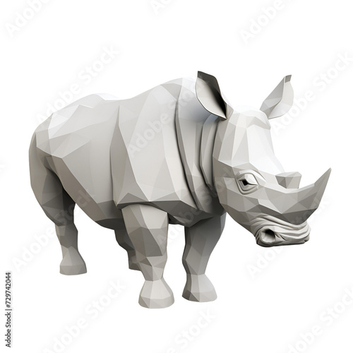 3D Cartoon Artistic Rhinoceros Illustration No Background Perfect for Print on Demand Digital Animal Art