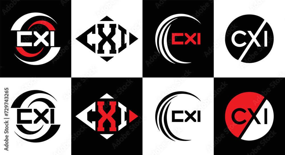 CXI logo. CXI set , C X I design. White CXI letter. CXI, C X I letter logo design. Initial letter CXI letter logo set, linked circle uppercase monogram logo. C X I letter logo vector design.	
