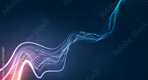 Blue light streak, fiber optic, speed line, futuristic background for 5g or 6g technology wireless data transmission, high-speed internet in abstract. internet network concept. vector design.