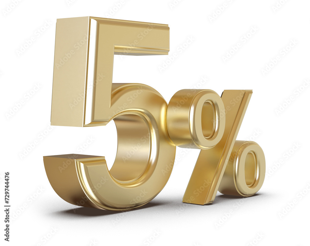 5 percent discount number gold 3d render 5 percent discount number gold 3d render