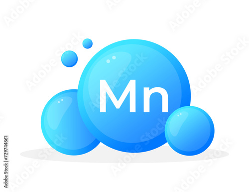 Manganese Mn element molecules in a dynamic blue spherical design