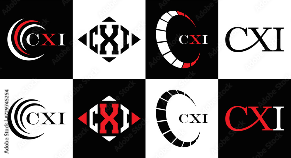 CXI logo. CXI set , C X I design. White CXI letter. CXI, C X I letter logo design. Initial letter CXI letter logo set, linked circle uppercase monogram logo. C X I letter logo vector design.	
