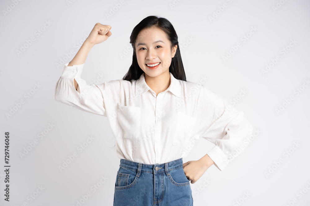 Portrait of young Asian businesswoman posing on white background Portrait of young Asian businesswoman posing on white background
