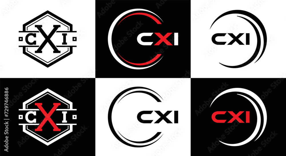 CXI logo. CXI set , C X I design. White CXI letter. CXI, C X I letter logo design. Initial letter CXI letter logo set, linked circle uppercase monogram logo. C X I letter logo vector design.	
