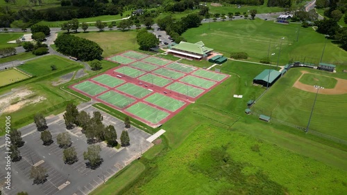 Aerial over sporting grounds at Firth Park, Mudgeeraba, Gold Coast, Queensland, Australia photo