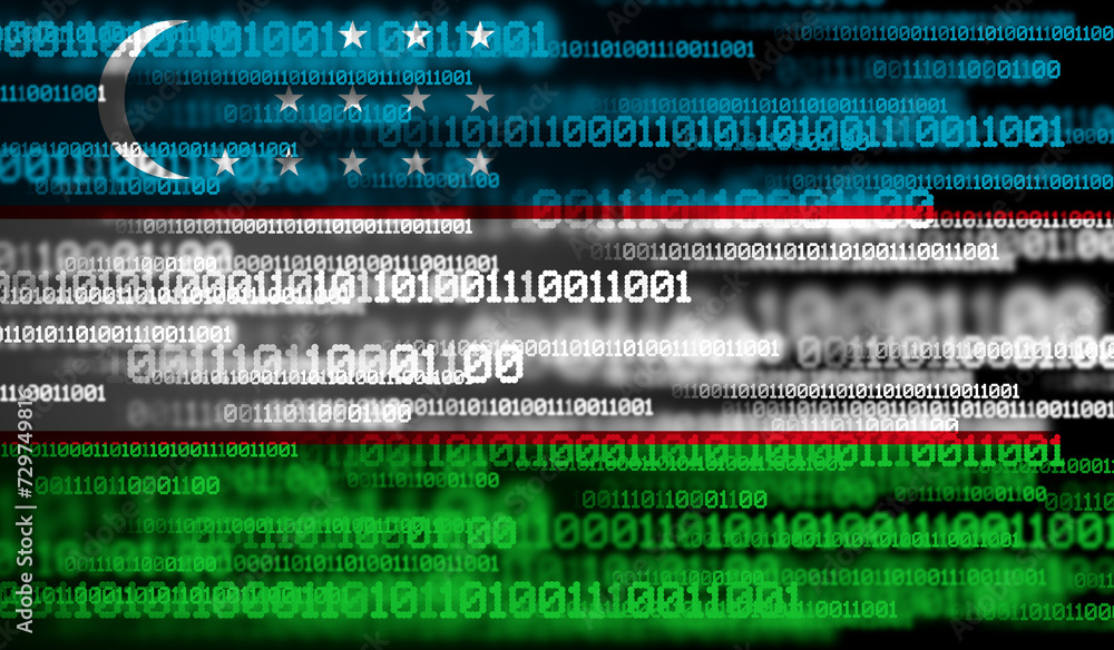 Flag of Uzbekistan on binary code. Modern technology concept
Flag of Uzbekistan on binary code. Modern technology concept