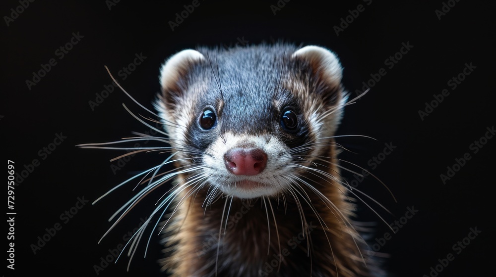 Stunning wildlife photography captures the essence of a ferret in a captivating portrait, Ai Generated. Stunning wildlife photography captures the essence of a ferret in a captivating portrait, Ai Generated.
