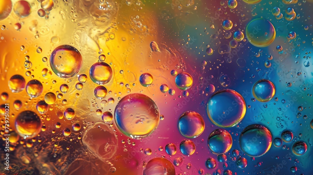 Mesmerizing colorful oily backdrop with shimmering oil bubble surface. Ai Generated. - obrazy, fototapety, plakaty 