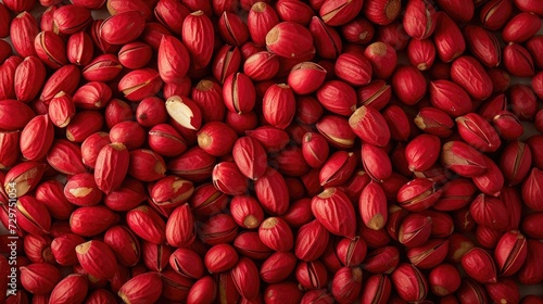 Dive into the rich hues of a panoramic view featuring red unpeeled peanuts. Ai Generated. photo