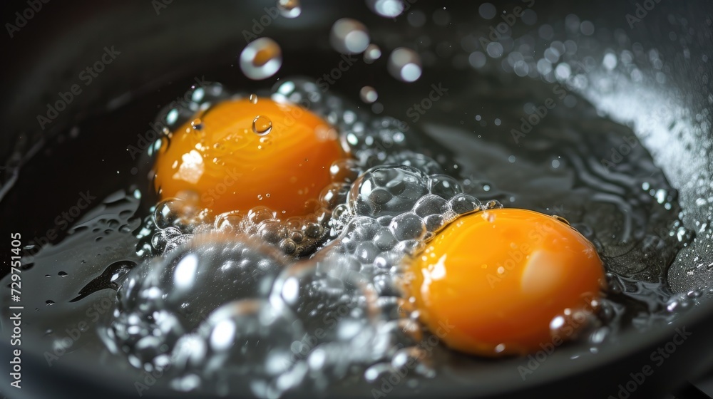 Two eggs being fried in a pan with water, a cooking masterpiece, Ai Generated. Two eggs being fried in a pan with water, a cooking masterpiece, Ai Generated.