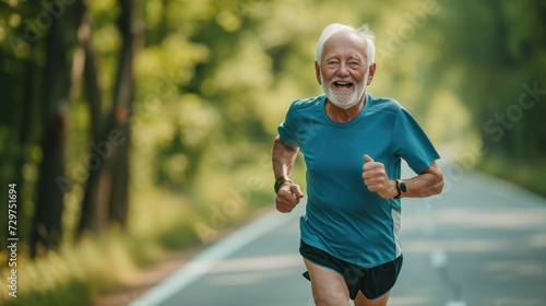 Old man on marathon run