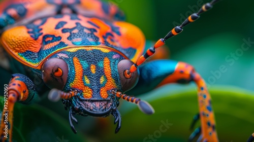 Close-up of a vibrant bug showcasing intricate patterns and bright colors, mesmerizing, Ai Generated. © Crazy Juke