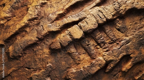 A series of fossilized scratch marks along a tree trunk potentially from a dinosaur using its claws to climb or forage for food. © Justlight