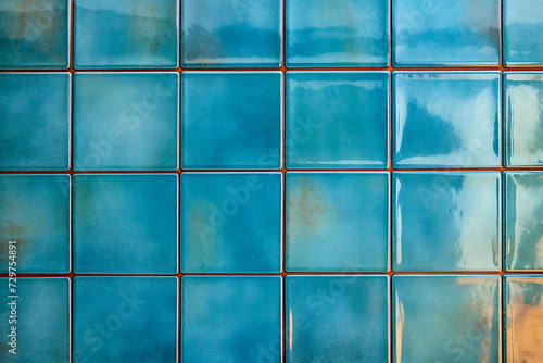 Blue ceramic tile wall texture. Abstract background and texture for design.