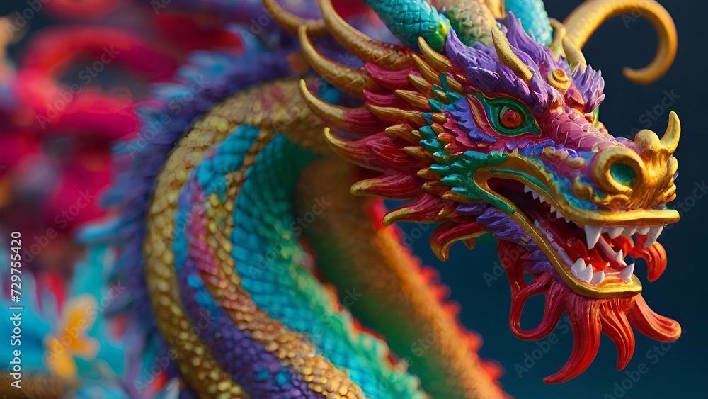 dragon dance in the carnival,  wonderful cultural illustration 