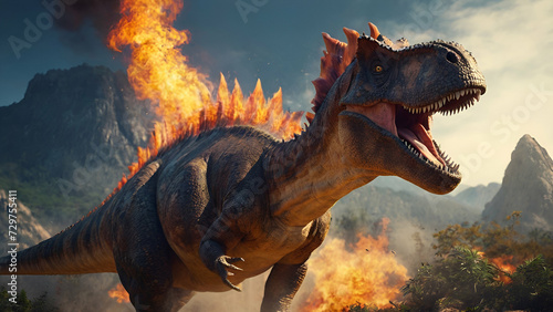 tyrannosaurus rex dinosaur in fire © Wonder Fix