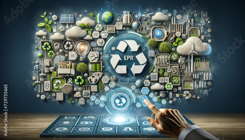 Futuristic interface overlay representing extended producer responsibility (EPR)