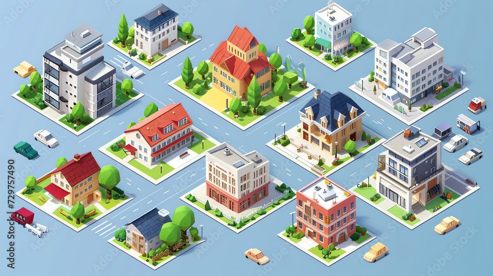 Isometric Building in the City Game Asset Isometric Building in the City Game Asset