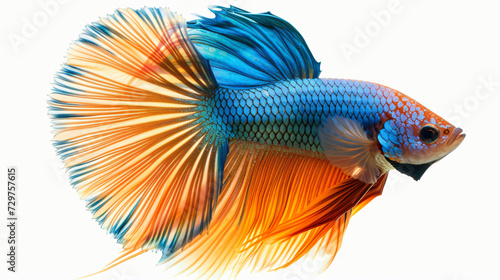 A solitary betta fish with its flowing colorful fins.