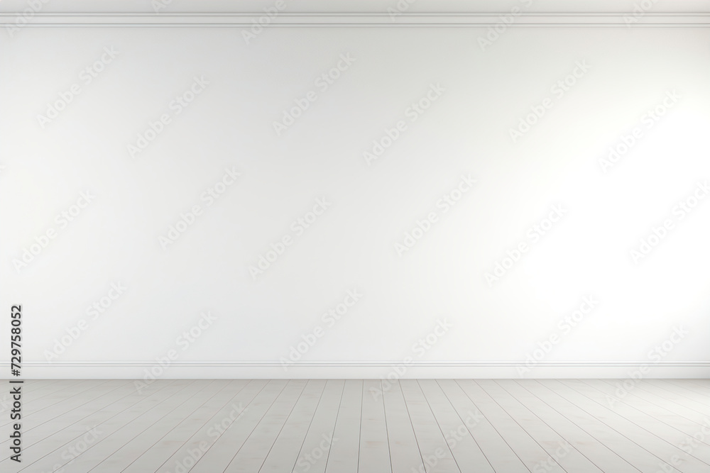 An empty, crisp white wall background with an elegant floor. (Generative AI) An empty, crisp white wall background with an elegant floor. (Generative AI)