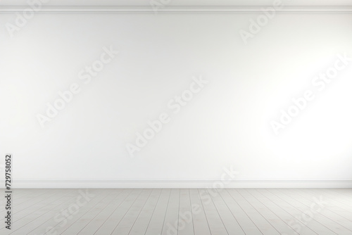 An empty, crisp white wall background with an elegant floor. (Generative AI) © ShafiAzim