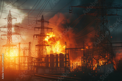 In course of terrorist attack  an electric power substation was blown up  resulting at afire that destroyed everything Generative AI