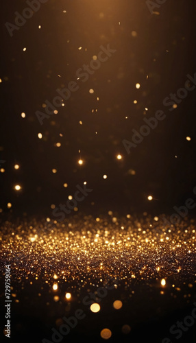 Golden particles bokeh effect background