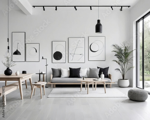 Minimalist Art Studio - Professional close-up photo of a minimalistic interior setting with intentional asymmetry Gen AI photo