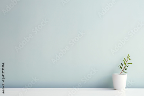 Potted plant with copy space on a minimalist background