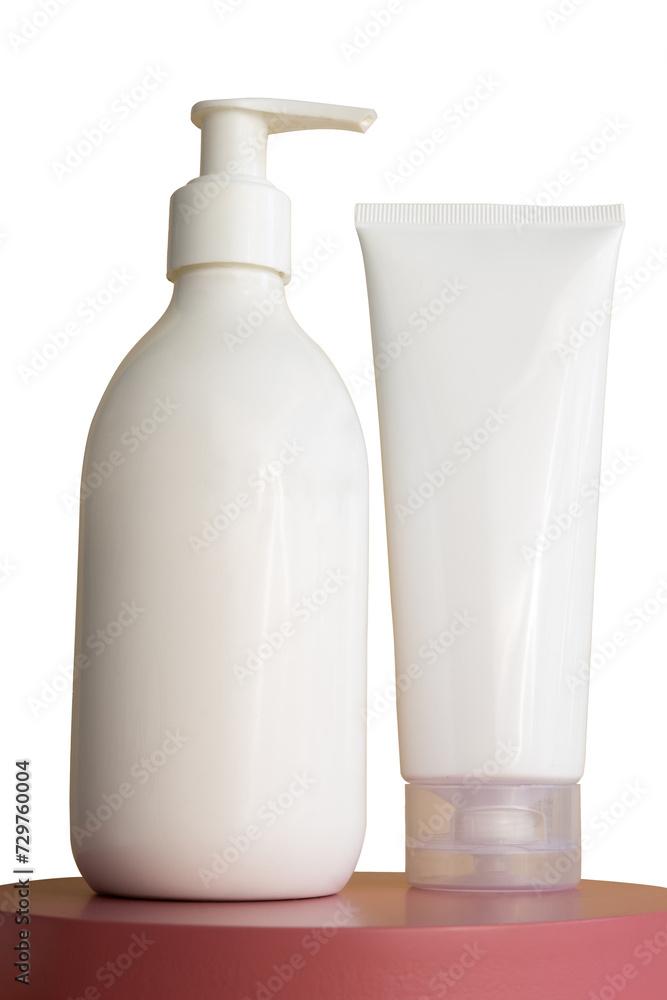 set of cosmetic bottles isolated set of cosmetic bottles isolated