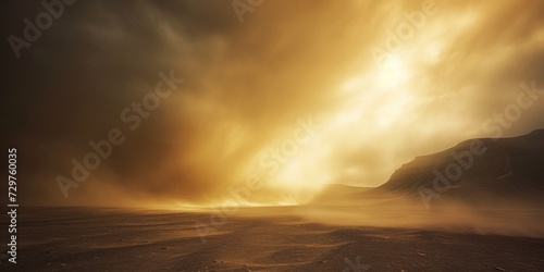 sunset in the desert, sand storm
