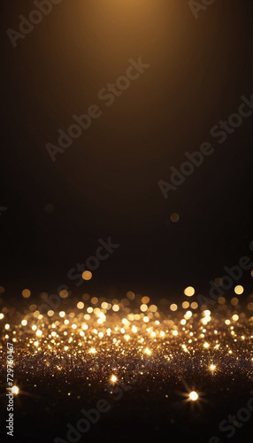 Golden particles bokeh effect background
