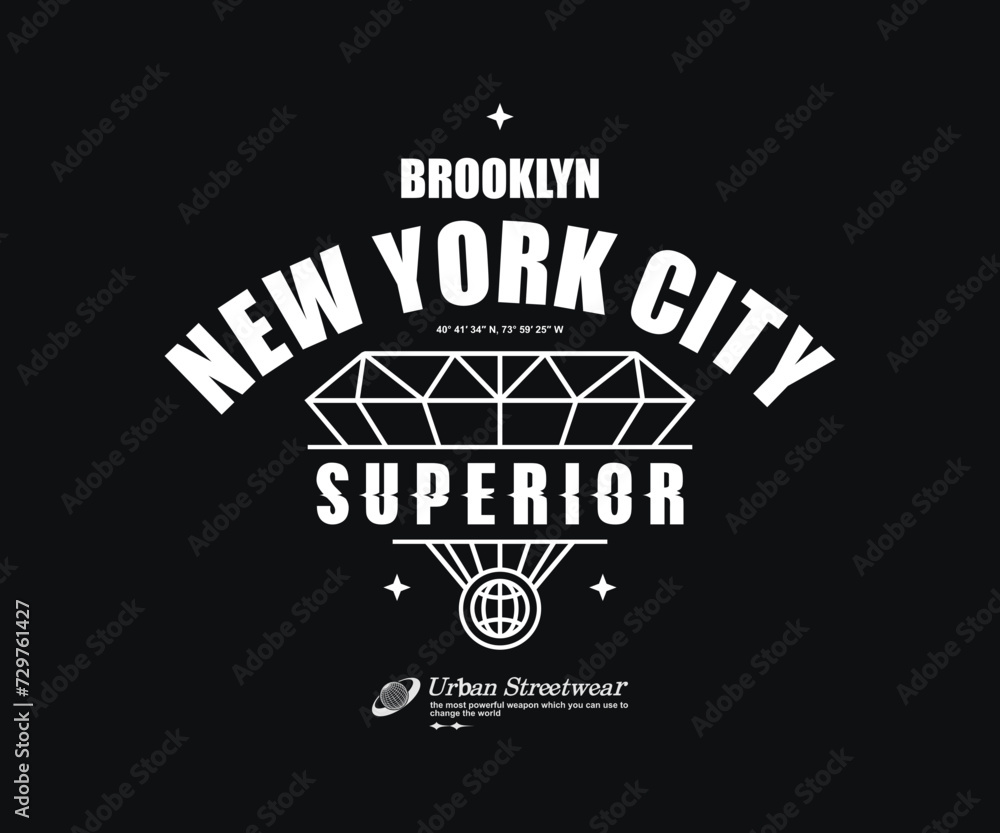Aesthetic illustration of brooklyn new york city Streetwear t shirt design, vector graphic, typographic poster or tshirts street wear and Urban style