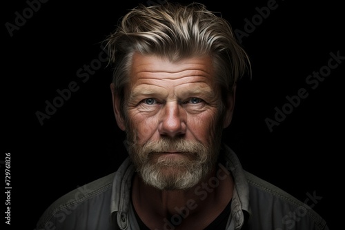 Portrait of an old man with a beard on a black background © Chacmool