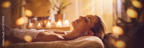Woman in relaxing spa