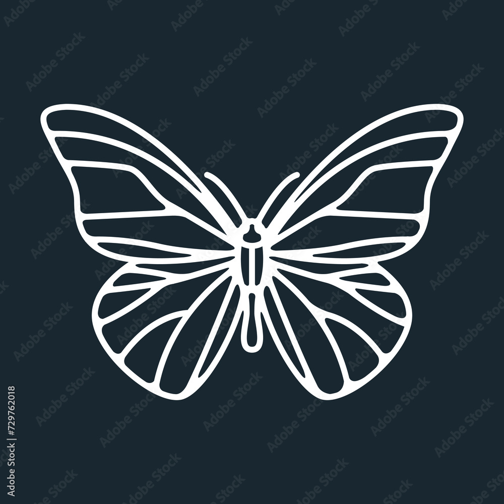 vintage butterfly logo with line style  vintage line style vector icon symbol illustration minimalist design