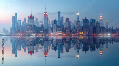 skyline Manhattan business zone, New York, USA. photo