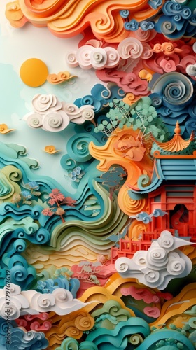 Wallpaper Mural Chinese Lunar Asian New Year Dragon Paper Cut Phone Wallpaper Background Illustration Torontodigital.ca