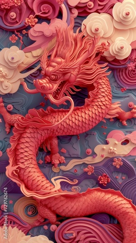 Wallpaper Mural Chinese Lunar Asian New Year Dragon Paper Cut Phone Wallpaper Background Illustration Torontodigital.ca