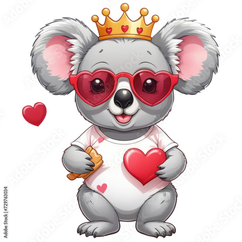 Koala bear Queen wears glasses on Valentine s Day