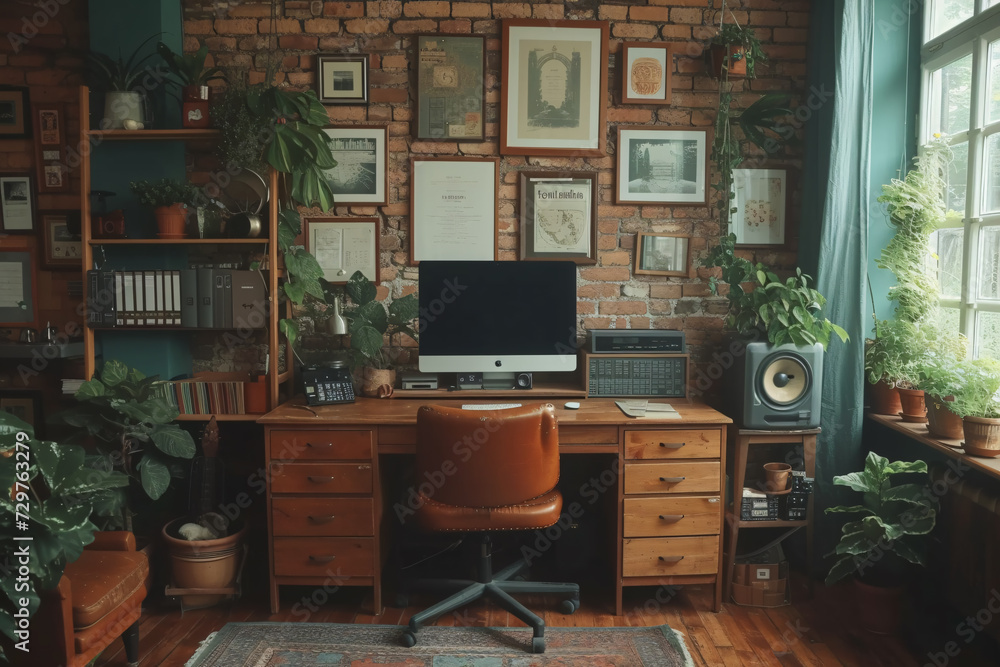 Image showcasing Minimalist Scandinavian Interior Home Office Room, Home Workstation ...