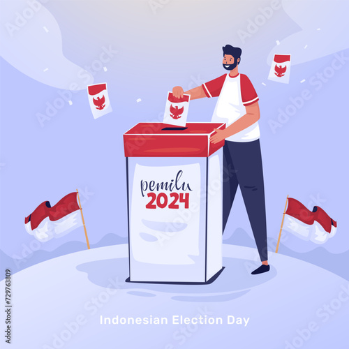 Flat design Indonesian election voting day illustration