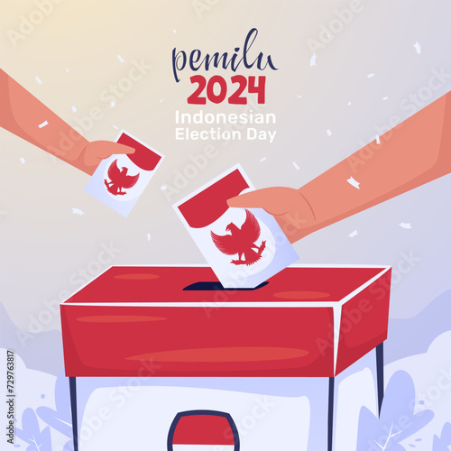 Indonesian election voting day flat illustration