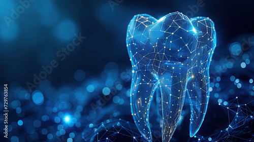 digital dental technology dark blue background Dental frame with medical icons photo