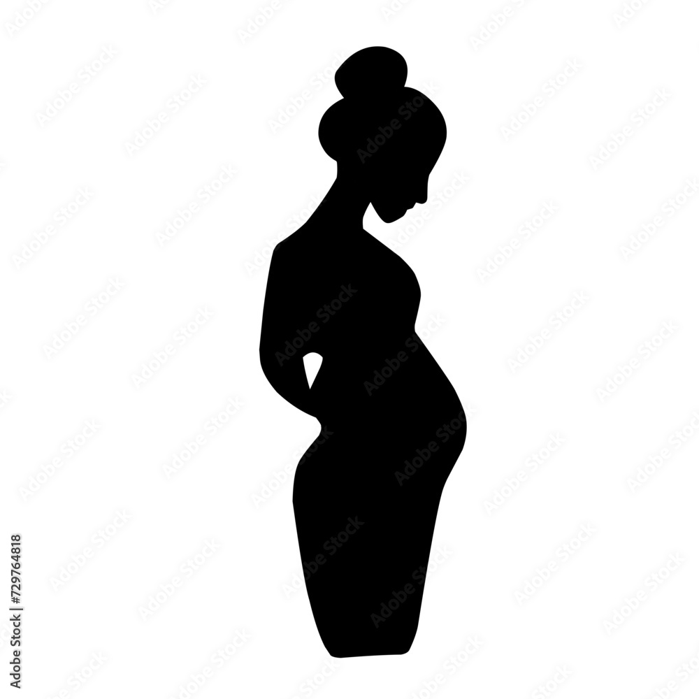 Silhouette of pregnant woman isolated