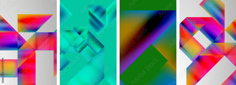 Set of colorful geometric posters - round shapes and circles with fluid color gradients. Abstract backgrounds for wallpaper, business card, cover, poster, banner, brochure, header, website Set of colorful geometric posters - round shapes and circles with fluid color gradients. Abstract backgrounds for wallpaper, business card, cover, poster, banner, brochure, header, website