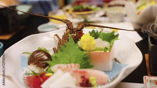 4k Ise-Ebi, Japanese Spiny Lobster Kaiseki and Sashimi photo
