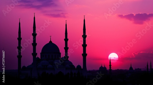 Mosque Silhouette Standing Against the Breathtaking Canvas of a Sunrise Sky