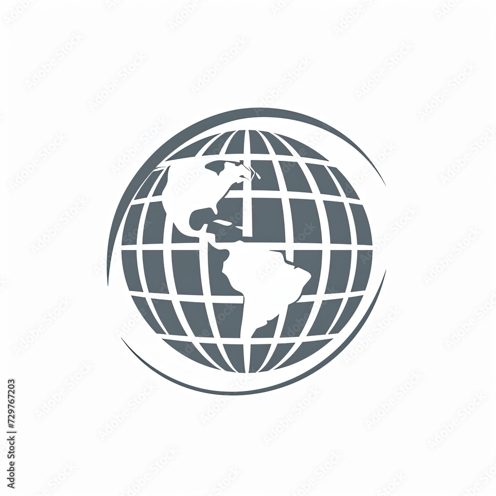 Monochrome Global Business Logo Featuring Stylized Earth with Highlighted Continents