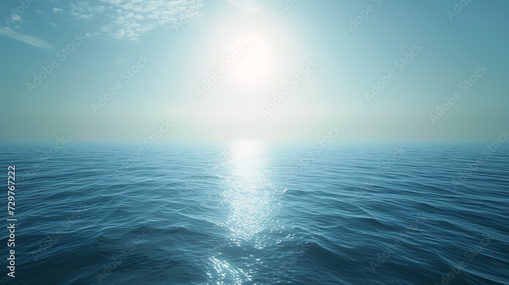 Obraz premium view body deep sun shining light blue floating empty space middle ocean full placid clear edges rapture young graphics